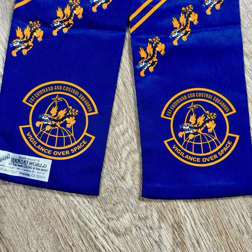 VTG 1990s RAMA World 1st Command & Control Squadron Flight Scarf USAF Space 46”