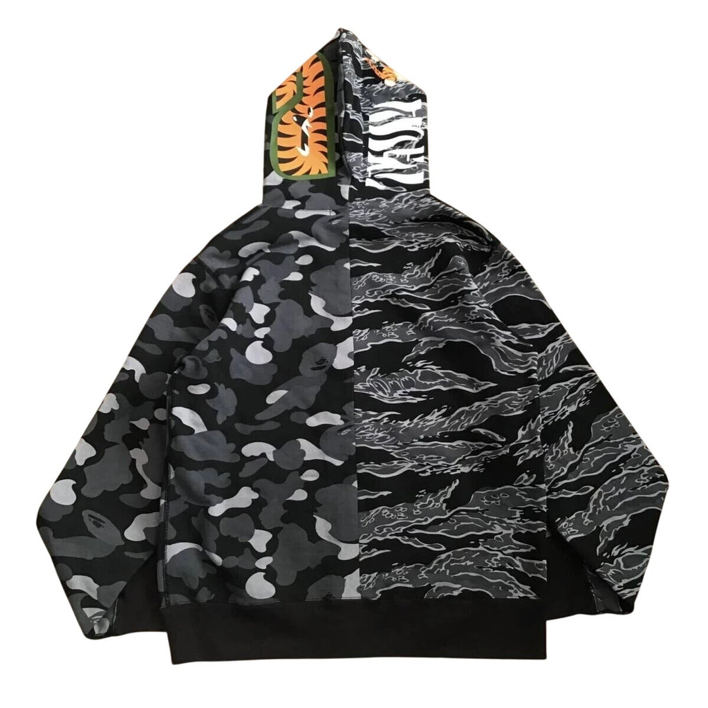 BAPE x Undefeated Tiger Shark Split Camo Full Zip Hoodie Japan XL L Rare HTF Y2K