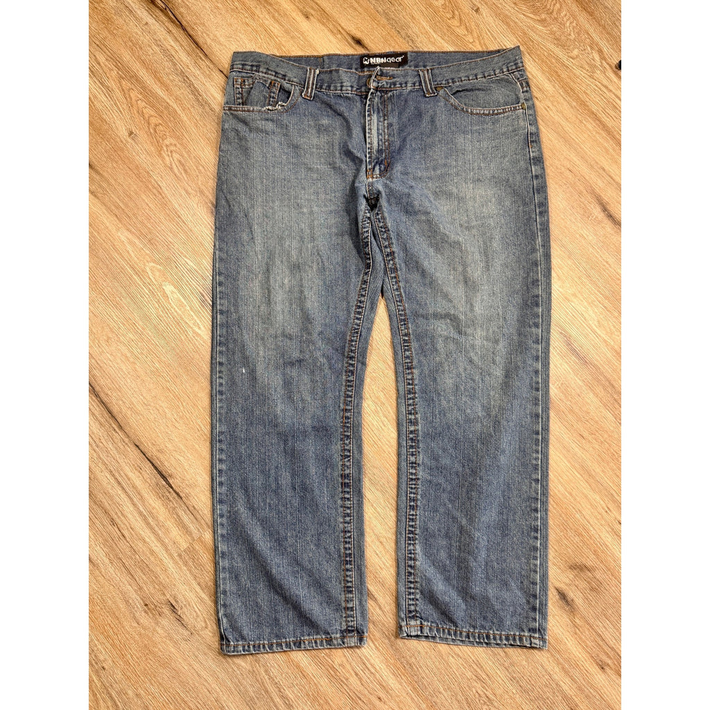 NBN Gear Embroidered Flap Pocket Jeans Men’s 42x32 Baggy Y2K Blue Denim Skater