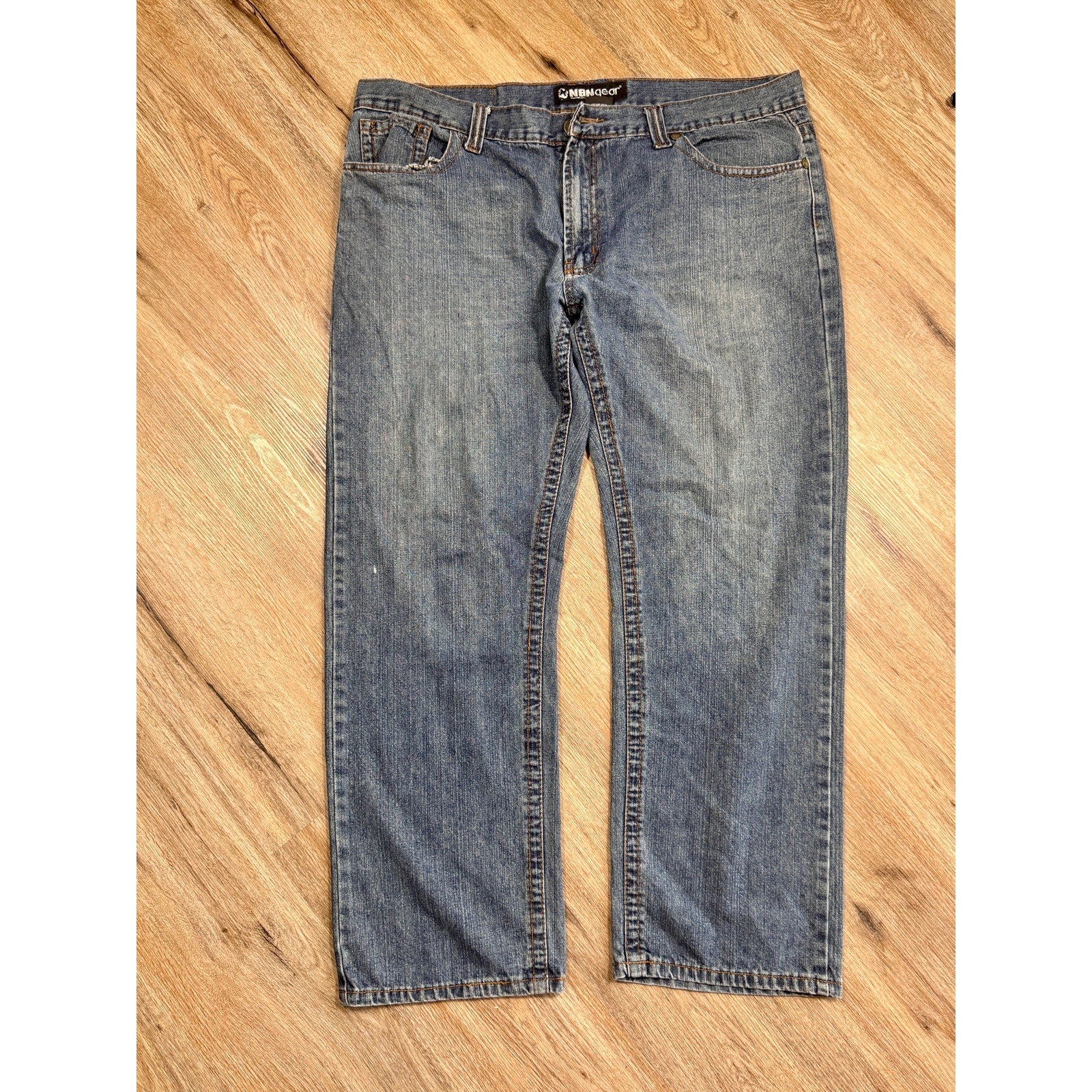 NBN Gear Embroidered Flap Pocket Jeans Men’s 42x32 Baggy Y2K Blue Denim Skater
