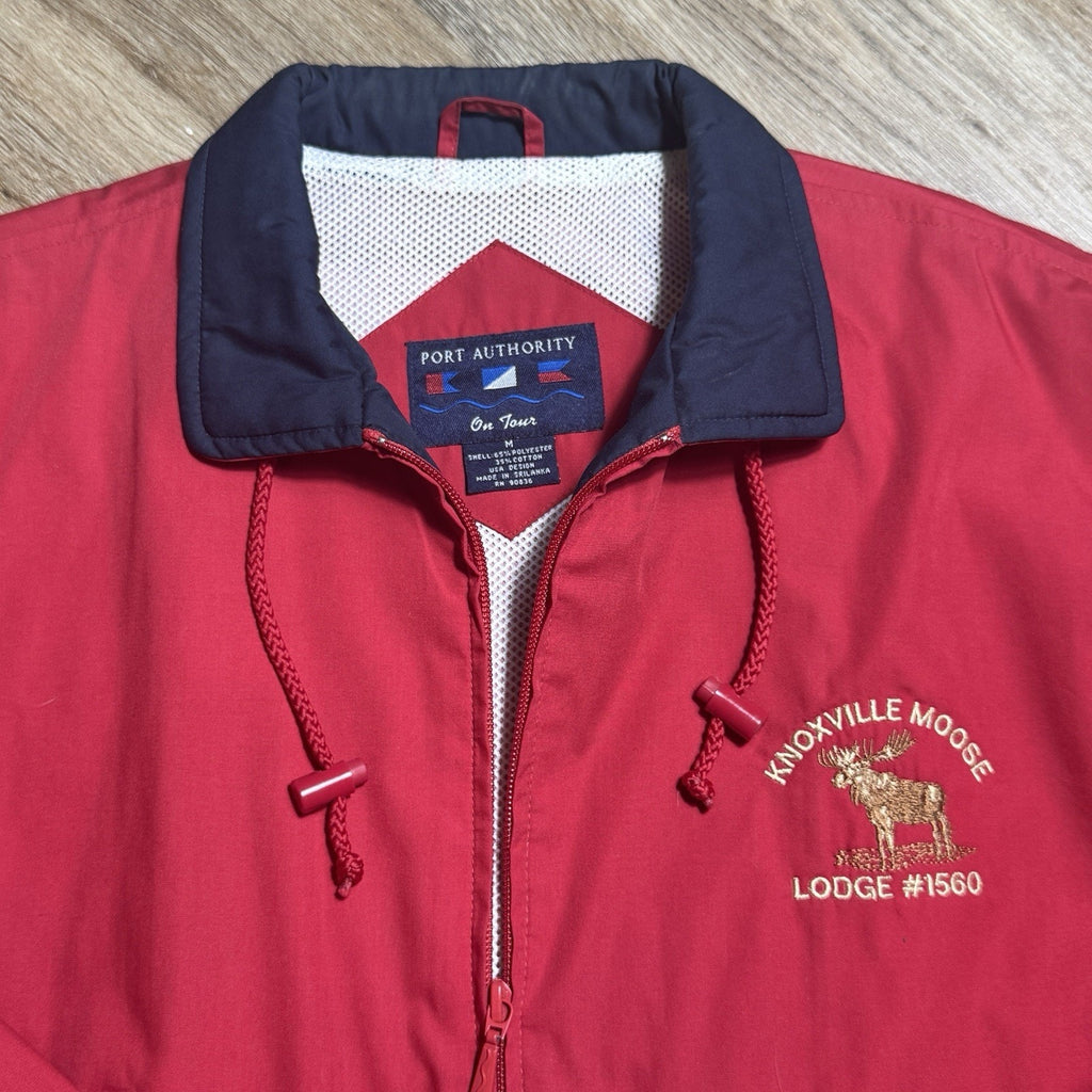 Port Authority On Tour Knoxville Moose Lodge #1560 Windbreaker Jacket Mens M Red