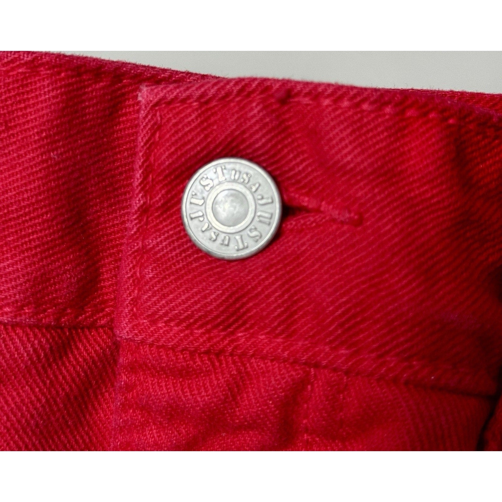 Rare 90 JUST USA Red High Waist Straight Leg Jeans Sz 9 ~ 27” Waist Made in USA