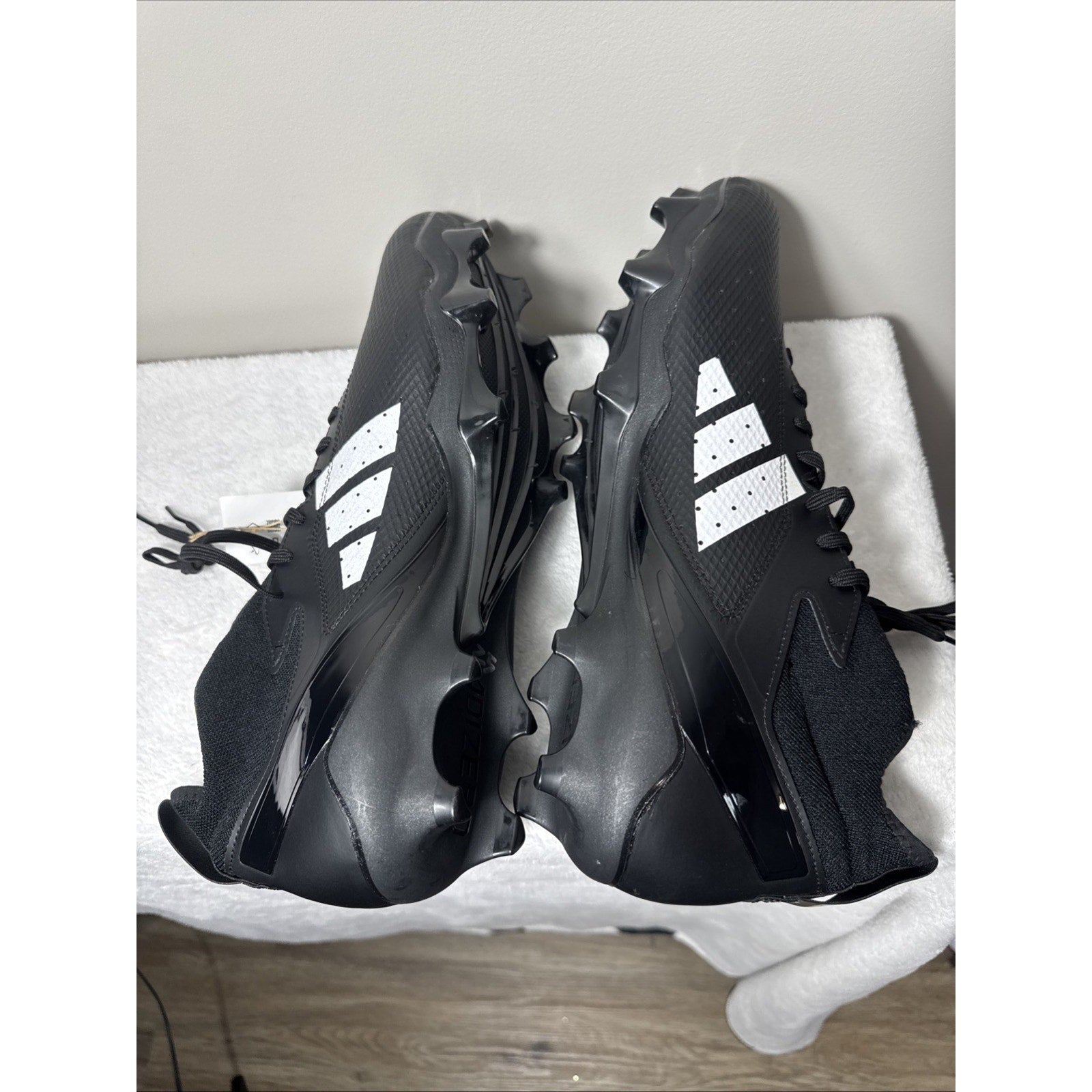 Adidas Adizero Impact Football Cleats Mens Black, Silver Sneakers Shoes Sz 18
