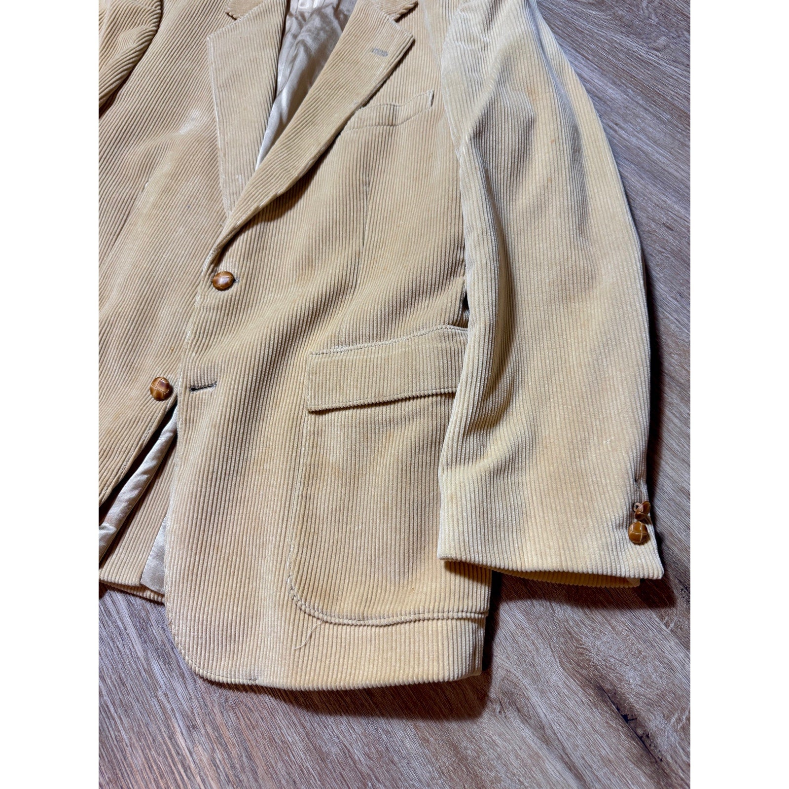 Vintage Sergio Valente 80s 90s Corduroy Blazer Sport Coat Tan Beige 42R