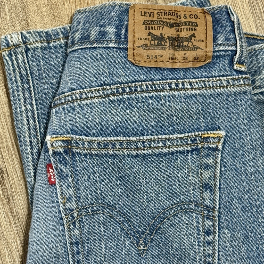 Levi's 514 Slim Straight Jeans Mens 28x28 Boys 16 Regular Light Wash Denim