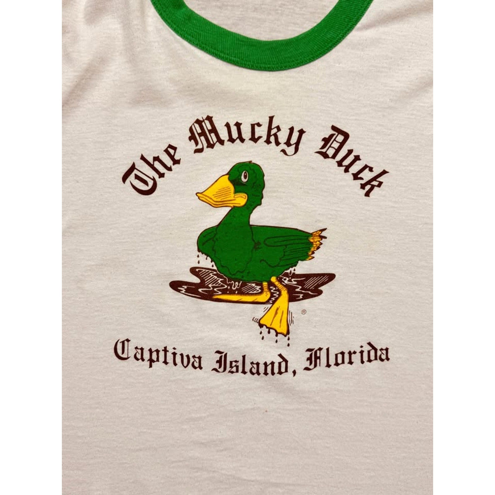 Vintage 1970s/1980s Screen Stars The Mucky Duck Captiva Island Florida Ringer T-Shirt USA XL