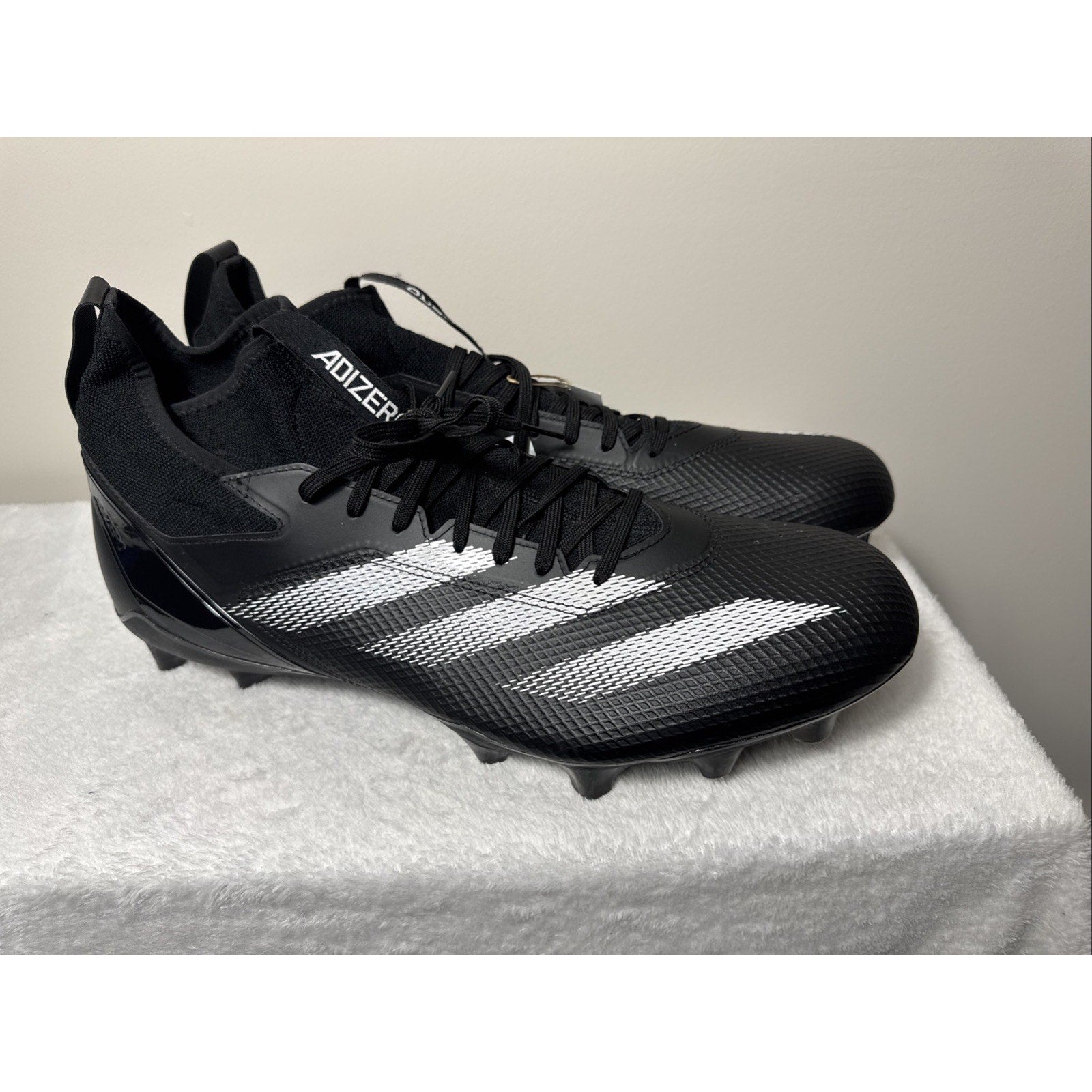 Adidas Adizero Impact Football Cleats Mens Black, Silver Sneakers Shoes Sz 18