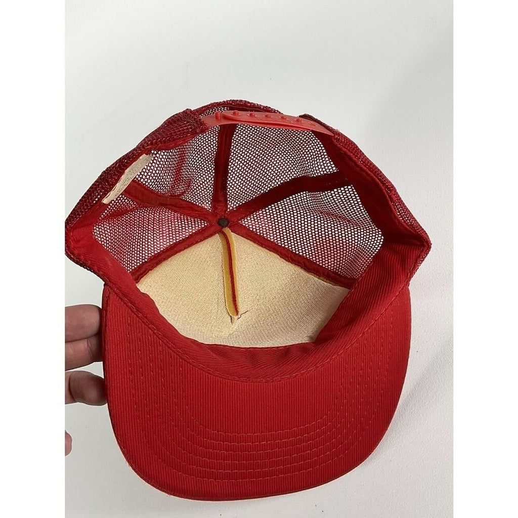 Vintage BBA TOUR Red And Gold Mesh Snapback Trucker Hat Cap Bowling 1970s