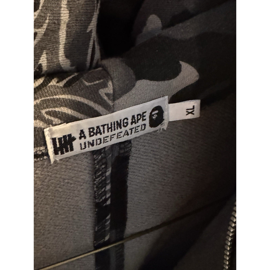 BAPE x Undefeated Tiger Shark Split Camo Full Zip Hoodie Japan XL Rare HTF Y2K