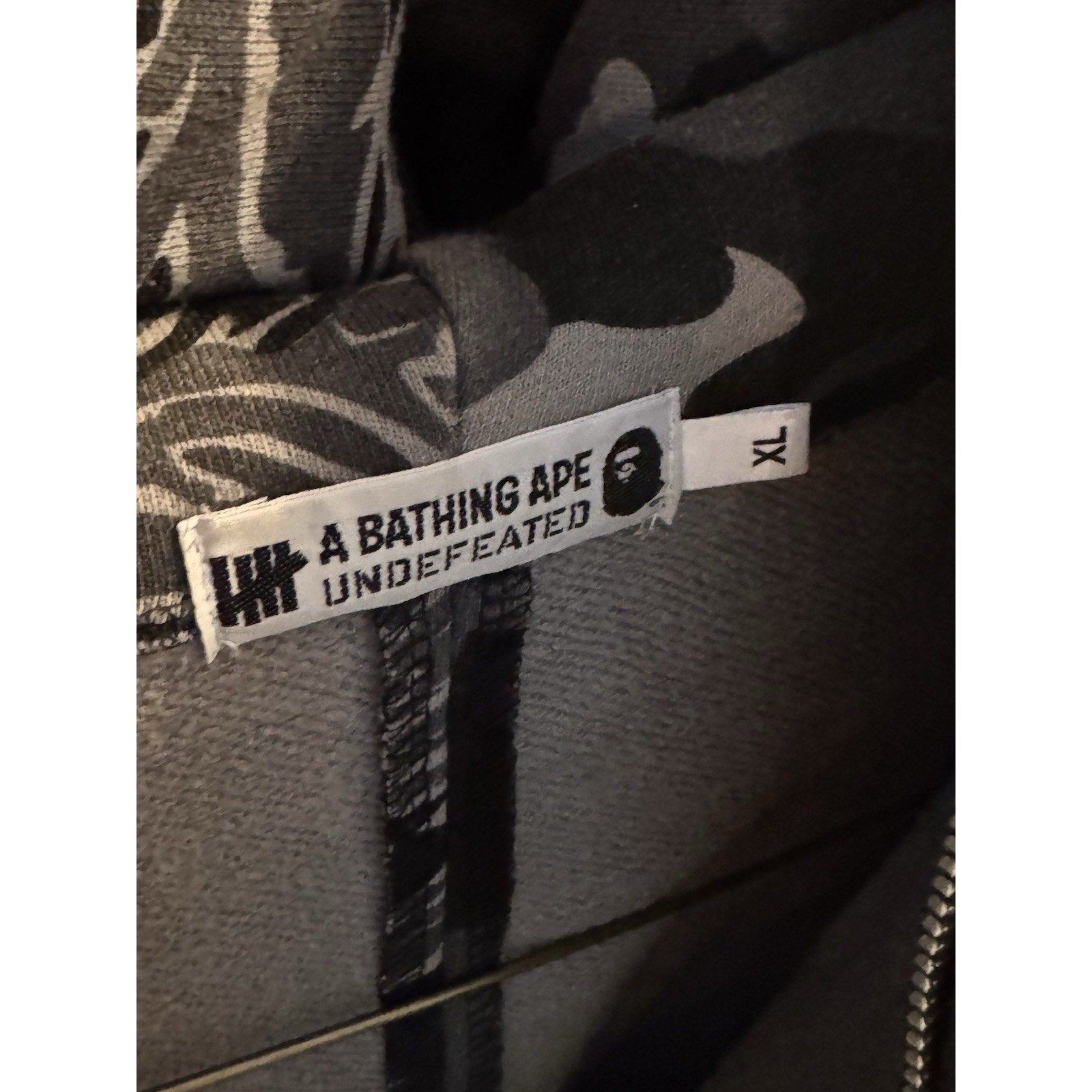 BAPE x Undefeated Tiger Shark Split Camo Full Zip Hoodie Japan XL Rare HTF Y2K
