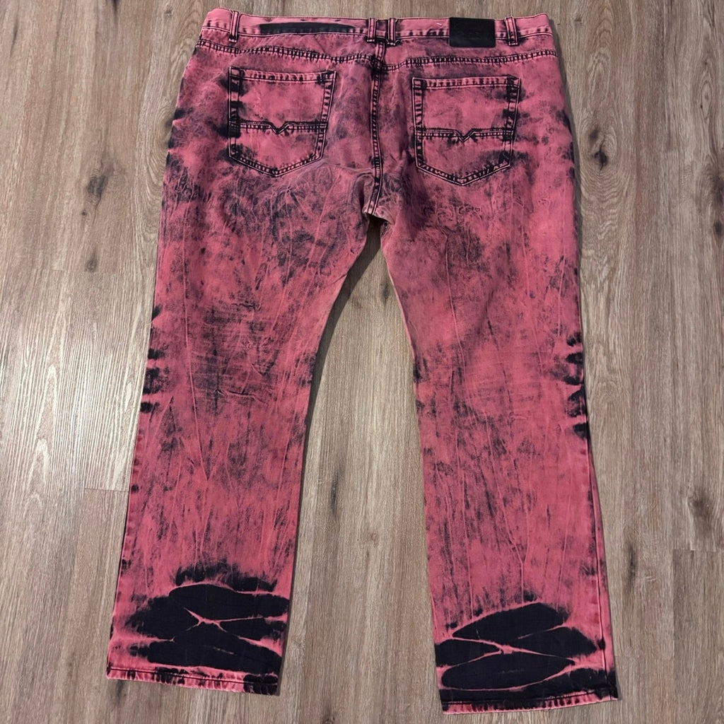 Access Apparel Pink Black Acid Wash Distressed Jeans 48x33 Y2K Streetwear Skater