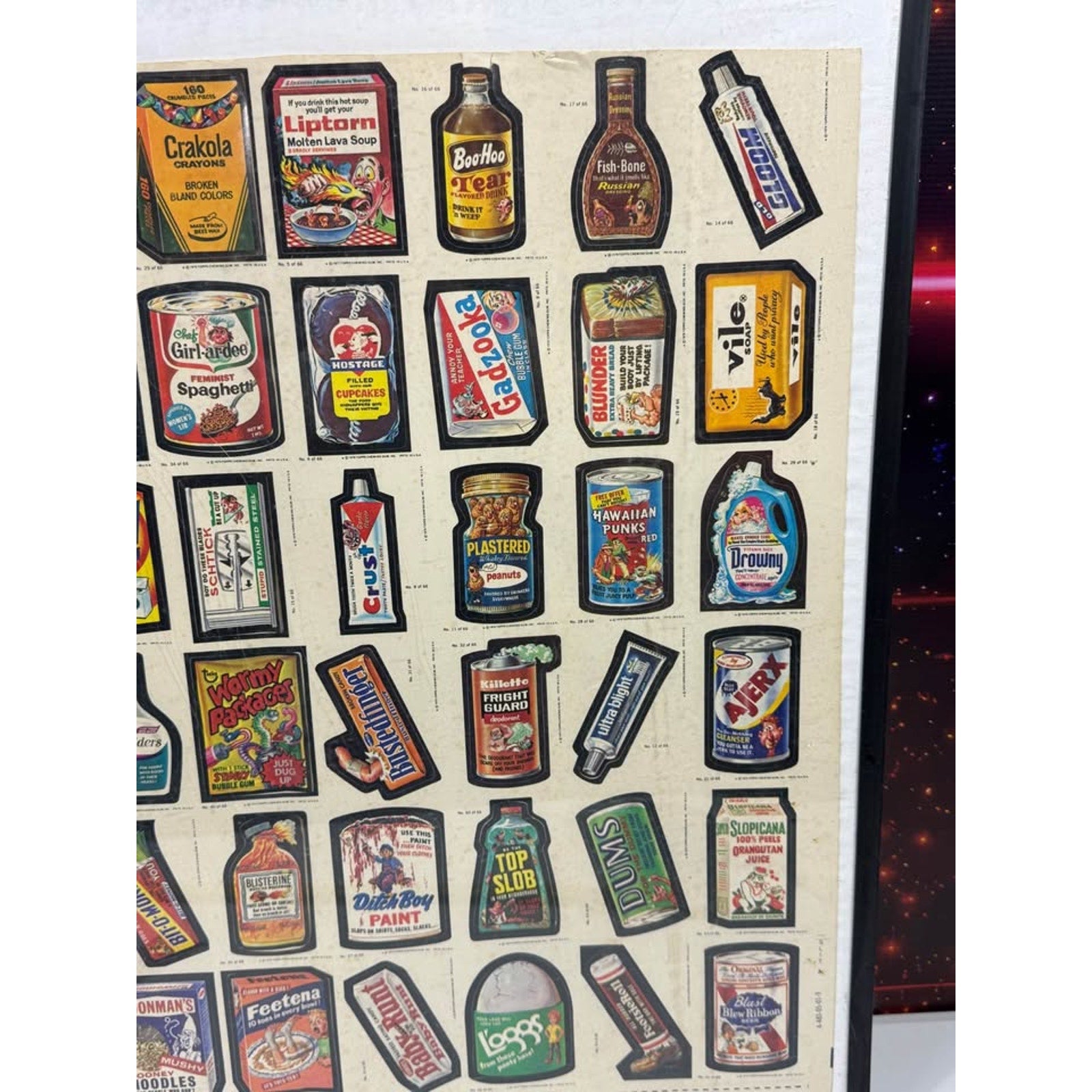 Original 1979 Topps Wacky Packages Cards Uncut Sheet Vintage Display 66 Labels