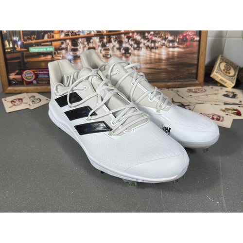 Adidas Adizero Baseball Cleats White Black Metal Spikes Men’s 14 SPG753001