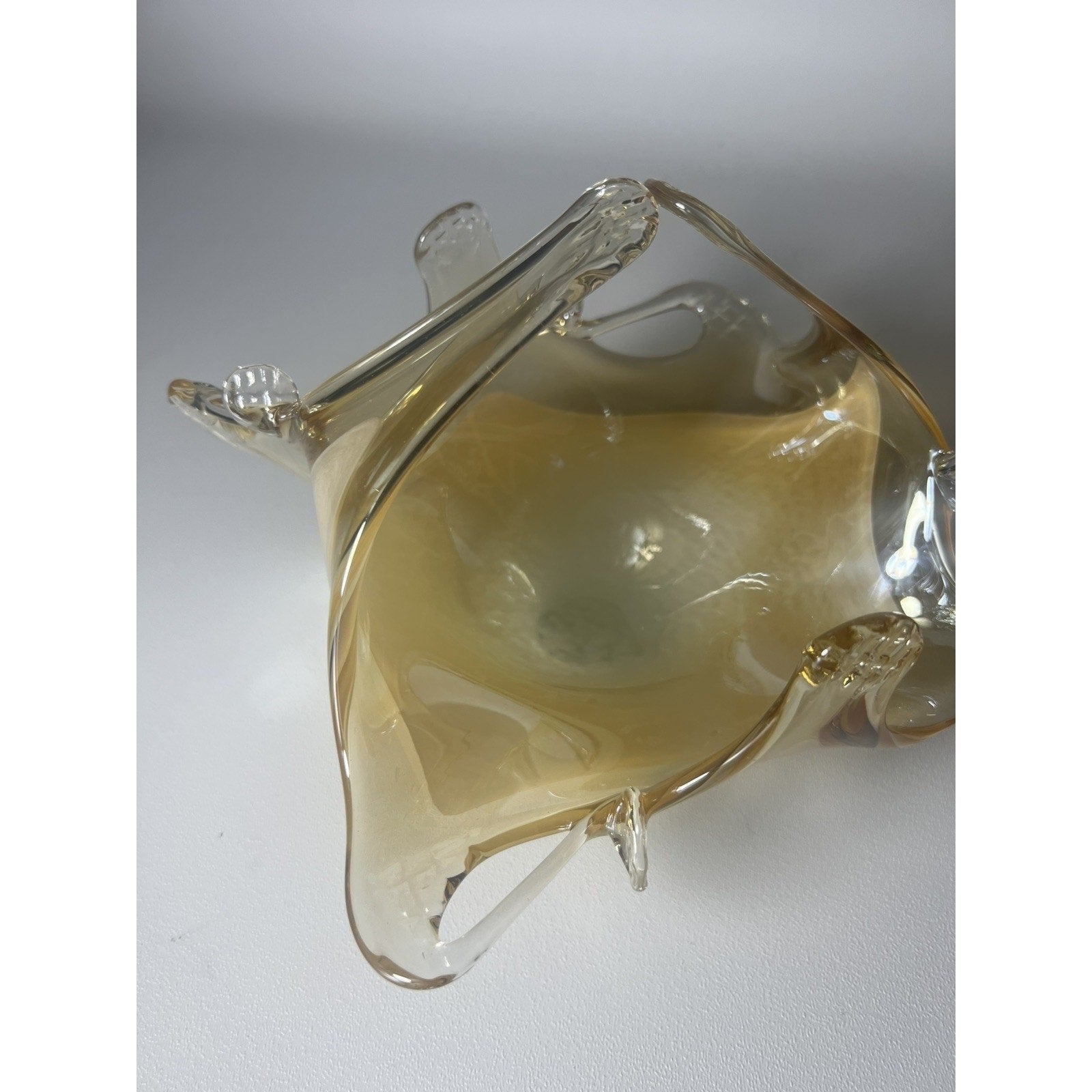 Lavorazione Arte Murano Glass Bowl made in Italy, Amber And gold