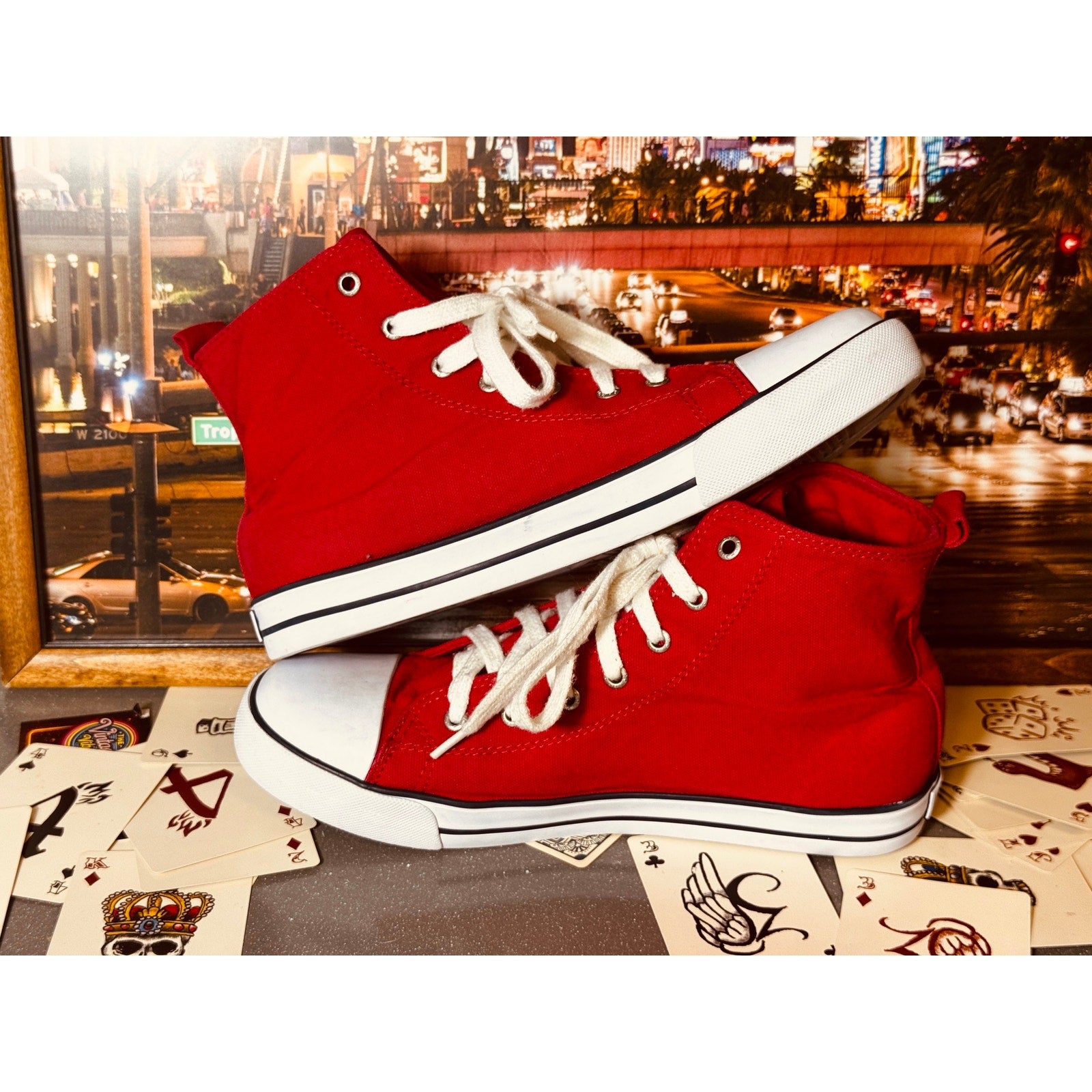 Polo Ralph Lauren Hamptyn Hi II Bear High Top Sneakers Red White Canvas Men’s 7