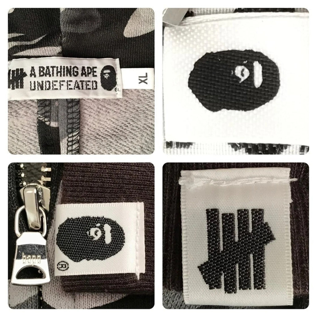 BAPE x Undefeated Tiger Shark Split Camo Full Zip Hoodie Japan XL L Rare HTF Y2K