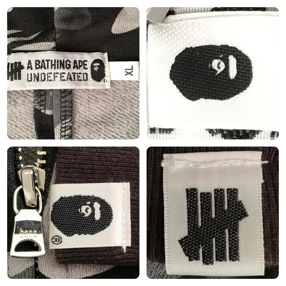 BAPE x Undefeated Tiger Shark Split Camo Full Zip Hoodie Japan XL L Rare HTF Y2K