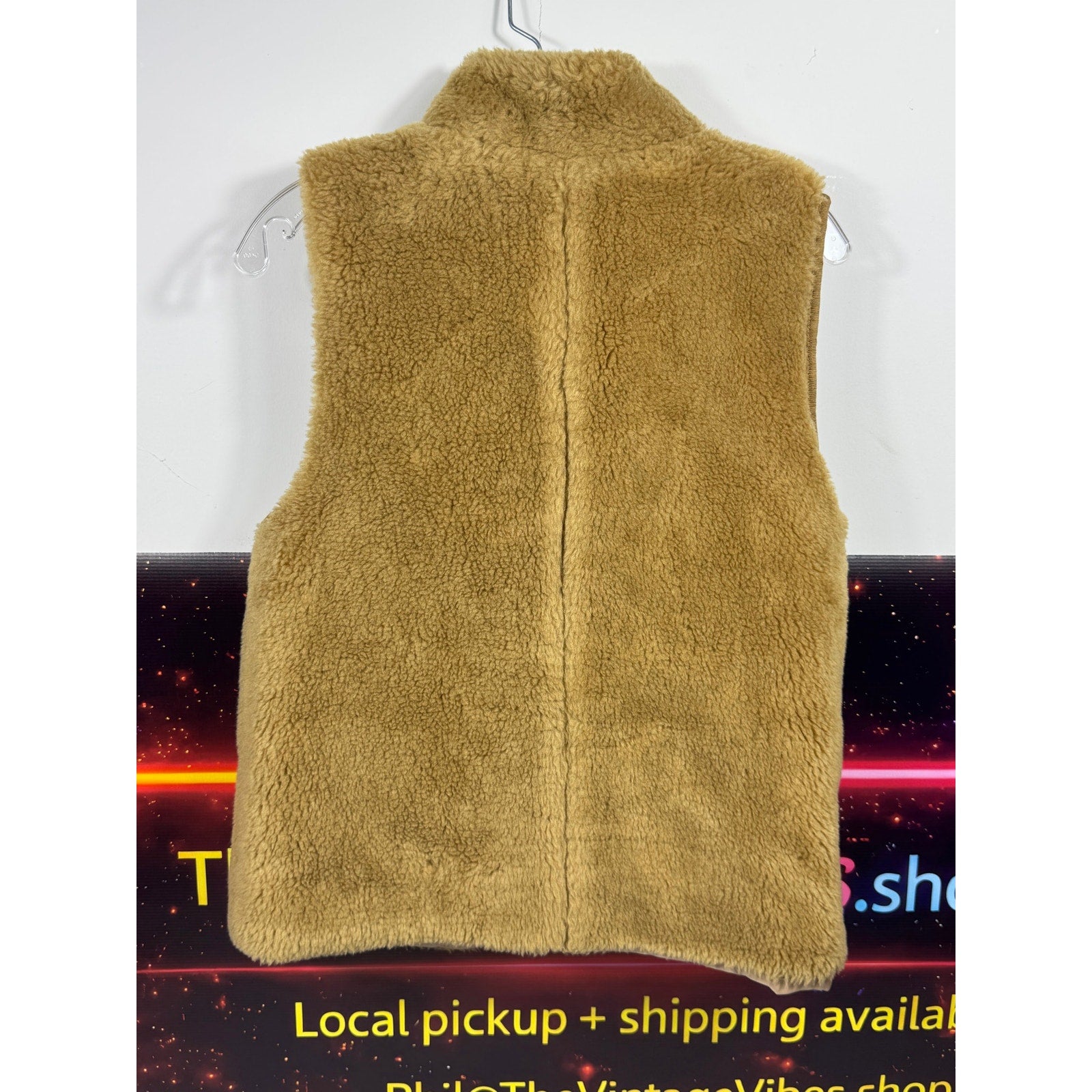 J.Crew Sherpa Fleece Vest Womens Small Beige Tan Teddy Full Zip Cozy Fall 2018