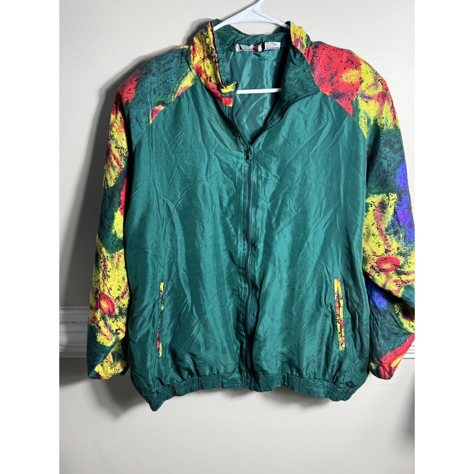 Vintage 90s New Concepts Sport Silk Windbreaker Jacket Colorblock Abstract Print