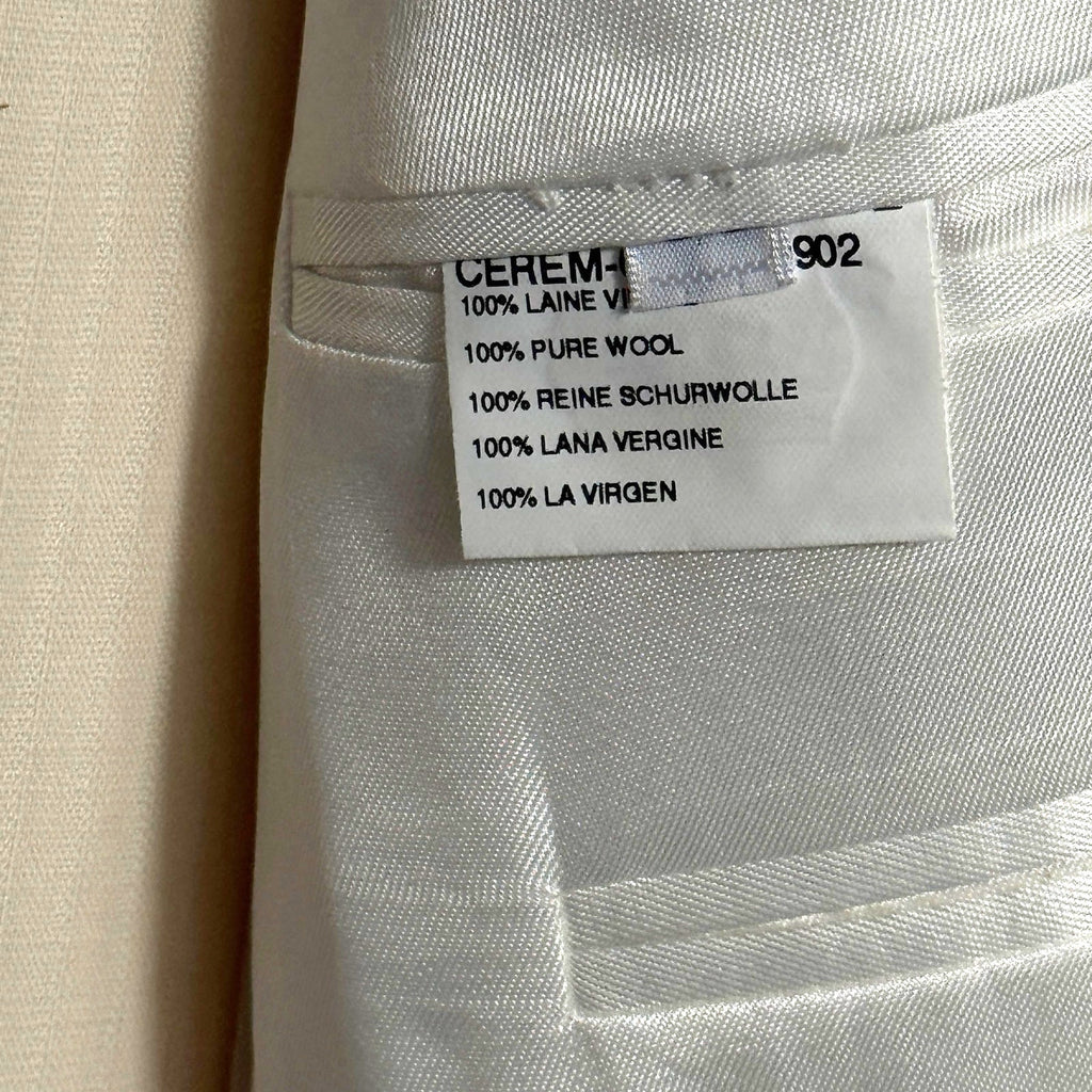 NWT Courrèges Homme Ivory Virgin Wool 2 Piece Suit EU 47 French Designer
