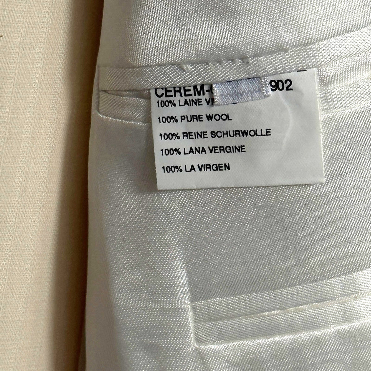 Courrèges Homme Men's Ivory Virgin Wool 2 Piece Designer Suit France US 38