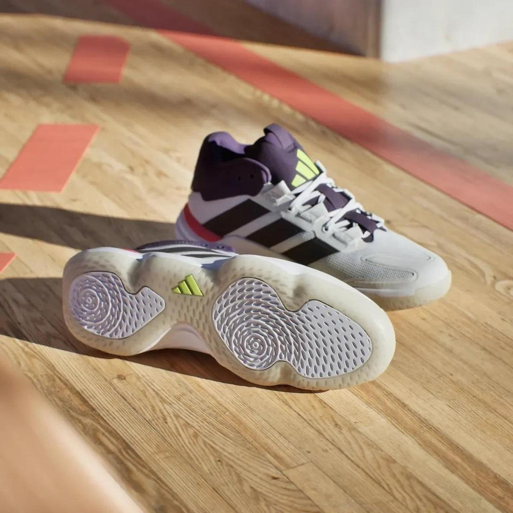 adidas Court Stabil M White Purple sz 7 Men / 8.5 Women Indoor Shoes NWT JH5163