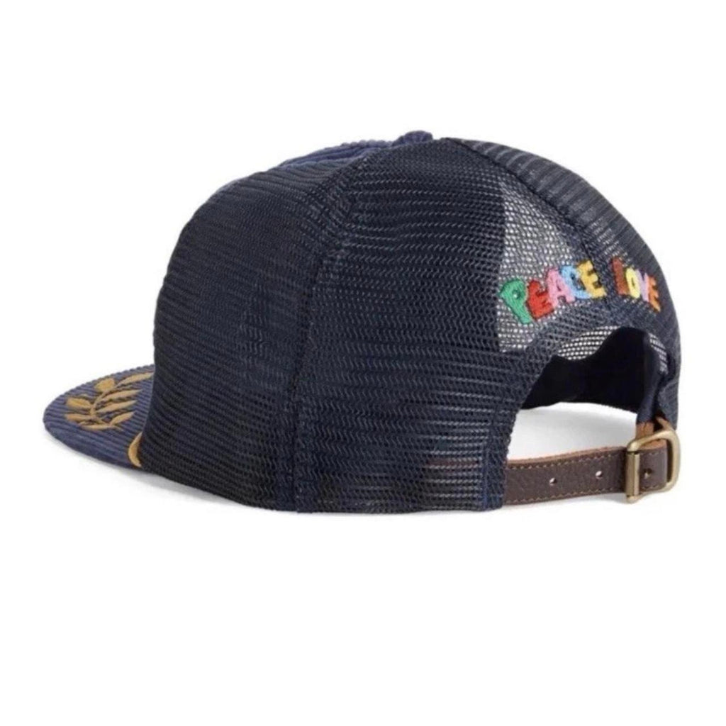 Rare Polo Ralph Lauren Peace Love Dove Corduroy Trucker Hat Navy NWT SnapBack