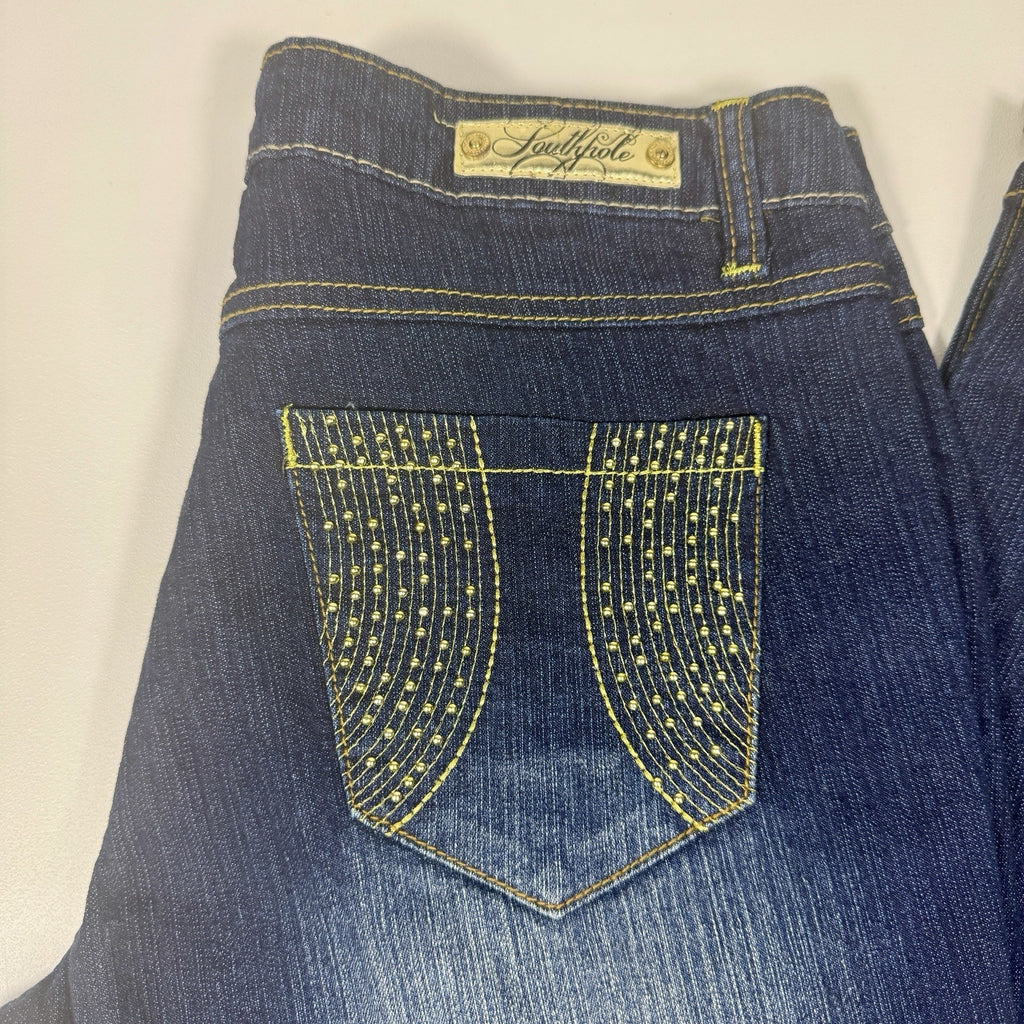 Southpole Studded Pocket Flare Bootcut Jeans Womens Size 11 Y2K Dark Wash