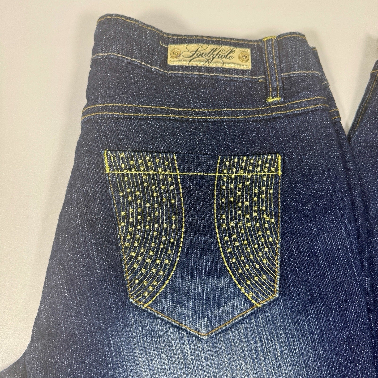 Southpole Studded Pocket Flare Bootcut Jeans Womens Size 11 Y2K Dark Wash
