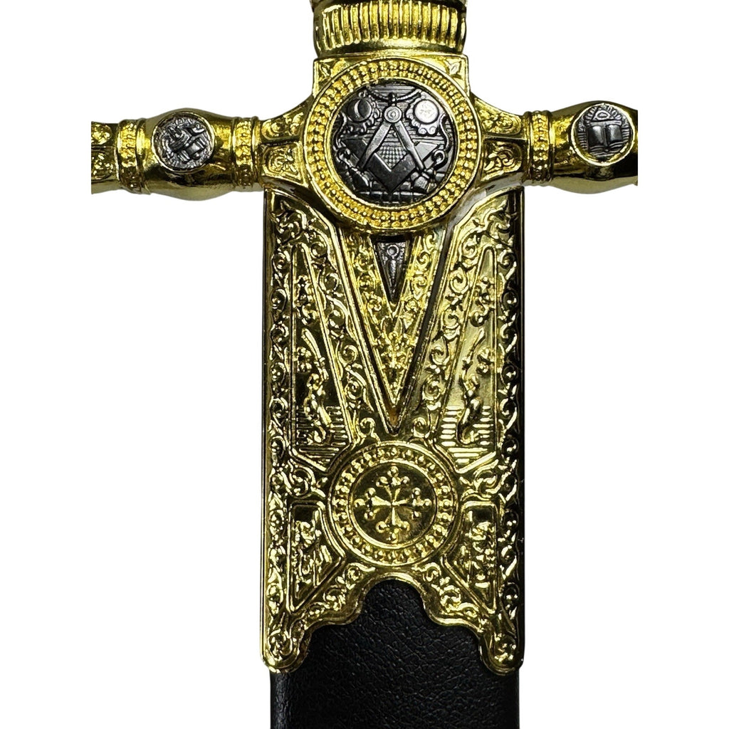 Freemason Masonic Ceremonial Dagger Sword 21.3 in Stainless, Engraved Scabbard