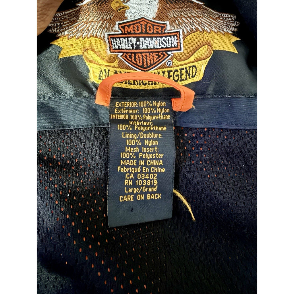 Vtg Harley-Davidson Orange Black Hooded Rain Jacket Men's Large Waterproof Nylon