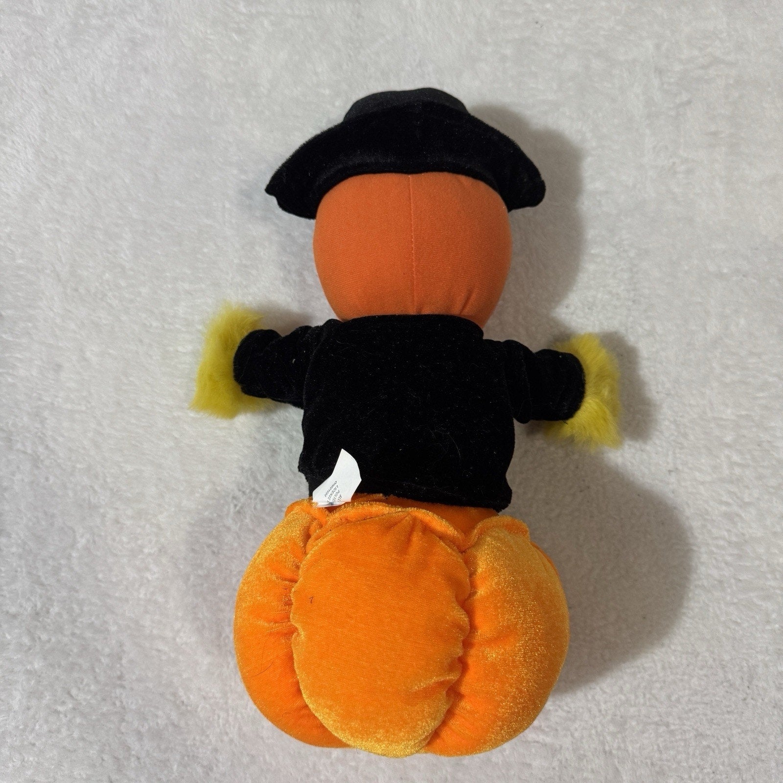 Vtg Peek-A-Boo Toys 13.5” Pumpkin Scarecrow Plush Jack O Lantern Halloween Decor