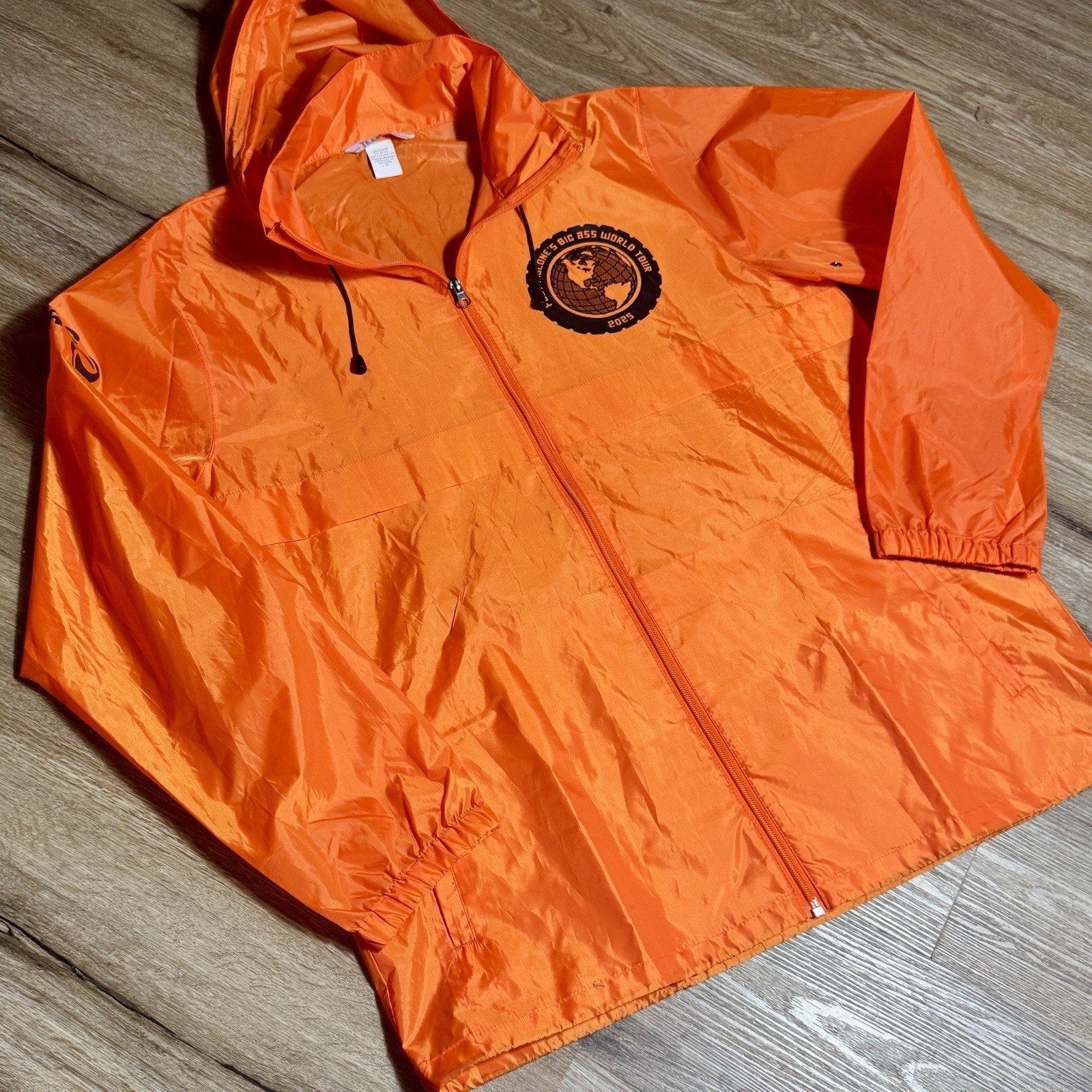 Rare Post Malone Big Ass World Tour 2025 PRG Crew Windbreaker Jacket L Orange