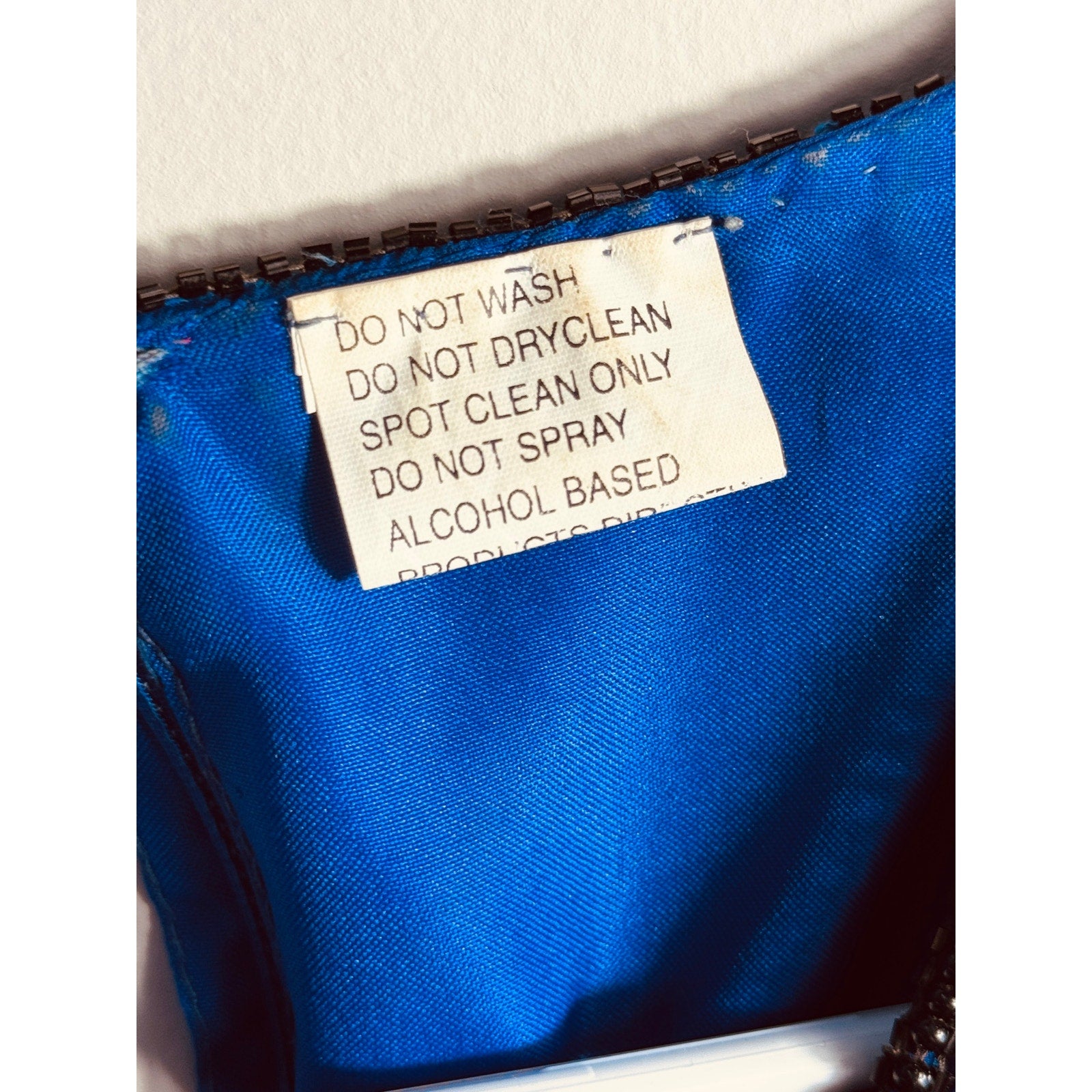 Vintage Stenay Silk Beaded Sequin Top Blue Black Evening Party Blouse Women’s Large