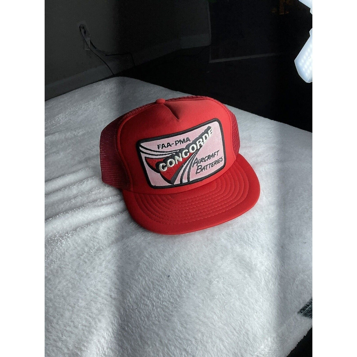 Vtg 80s/90s Concorde Aircraft Batteries FAA PMA Otto Trucker Snapback Hat NOS