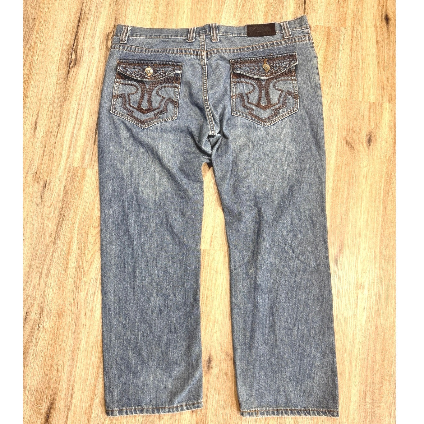 NBN Gear Embroidered Flap Pocket Jeans Men’s 42x32 Baggy Y2K Blue Denim Skater