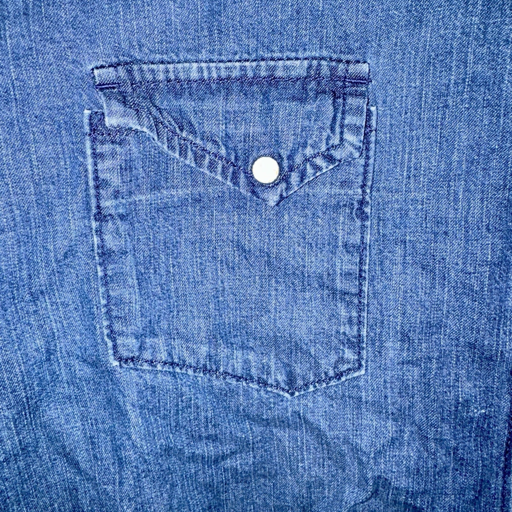 Levi's Red Tab Denim Western Pearl Snap Shirt Men's XXL Blue Long Sleeve Cowboy