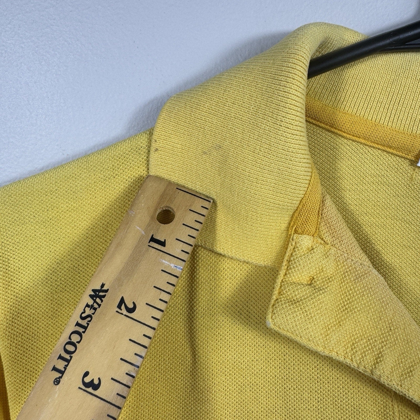 Vtg 60s-70s IZOD Lacoste Yellow Polo Shirt Crocodile Logo Cotton Mens Slim S XS