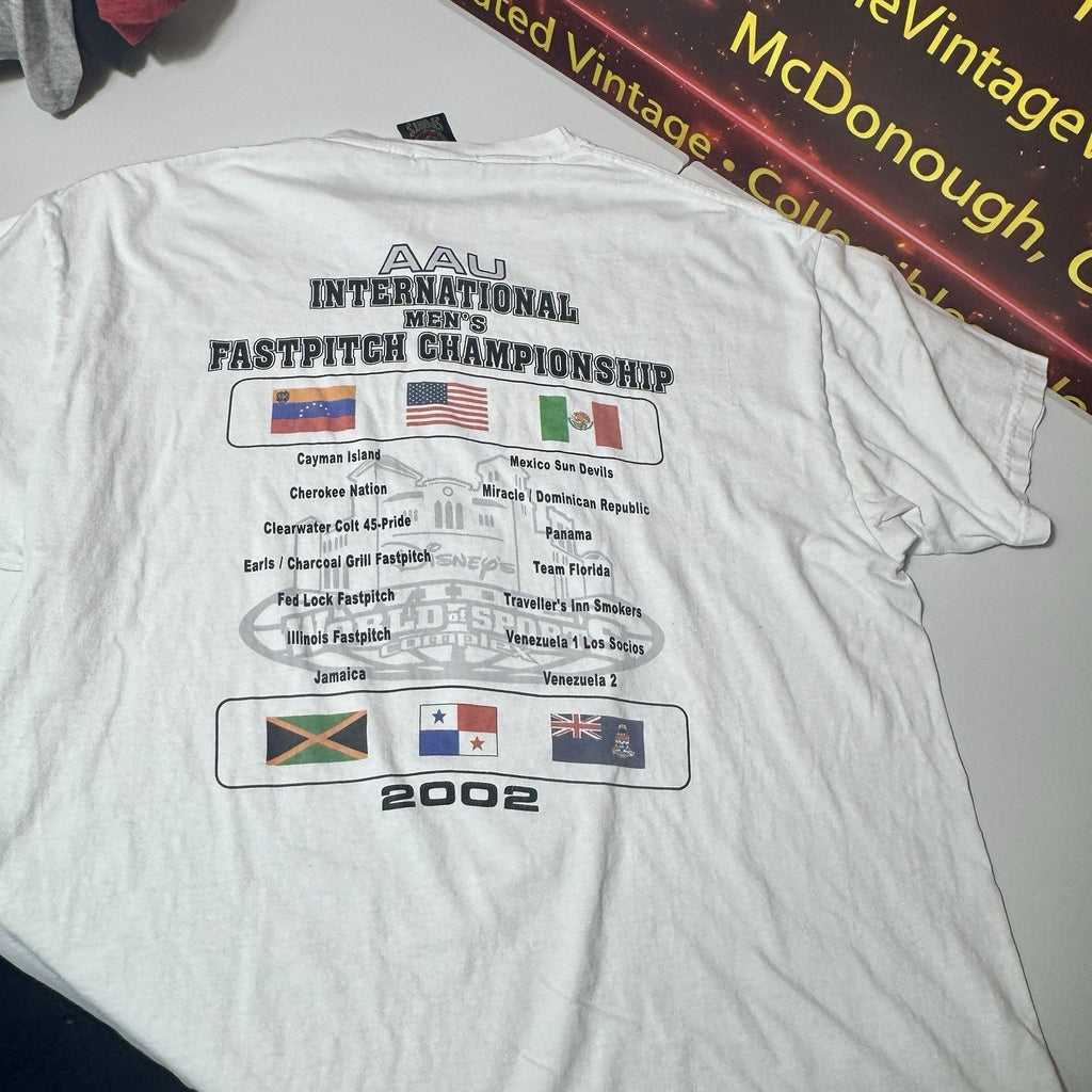 Vintage 2002 Disney Sports AAU Fastpitch Championship T Shirt Adult XL USA Tee