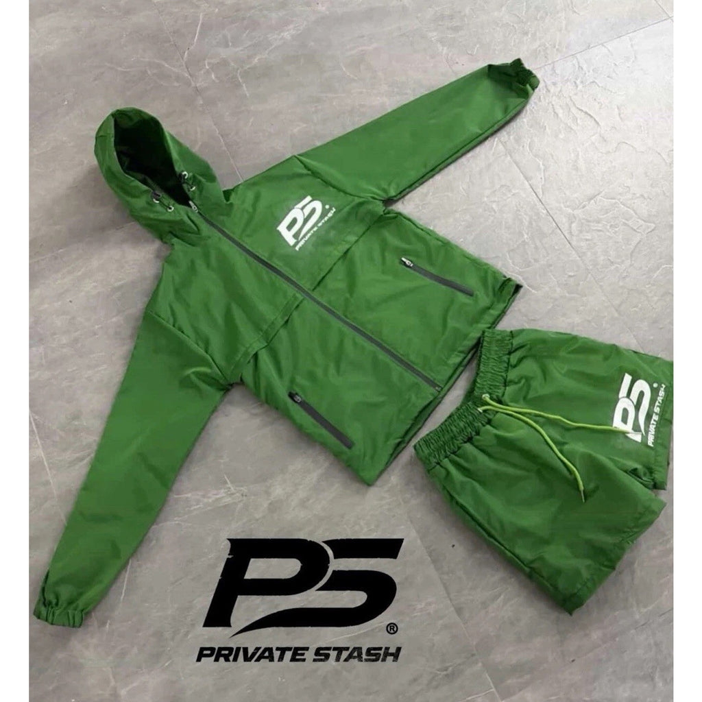 Private Stash PS Windbreaker Shorts Set Green Atlanta Streetwear Tracksuit Large