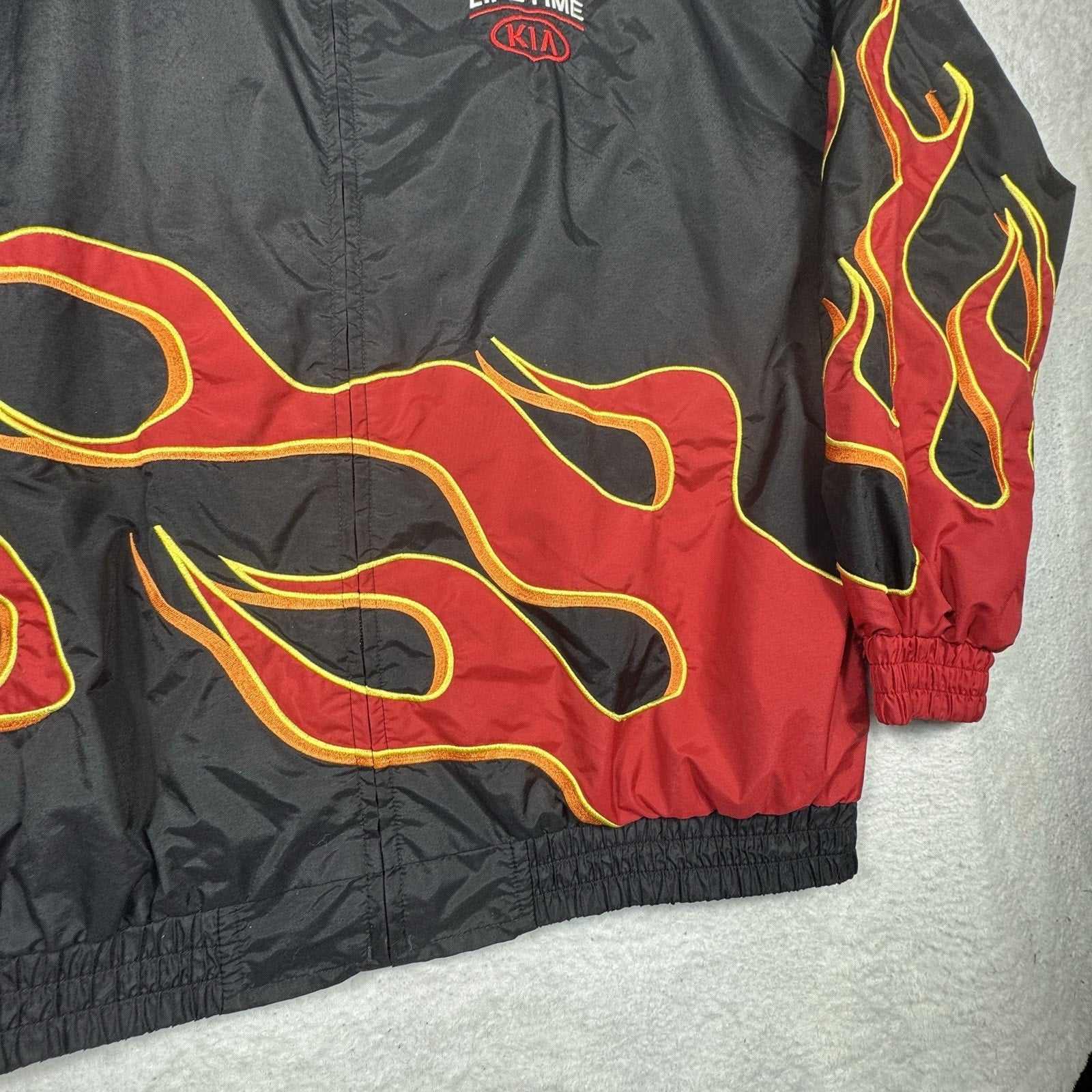 Speed Zone Race Gear Flame Racing Jacket VTG Y2K 2XL Lifetime KIA Hot Rod USA