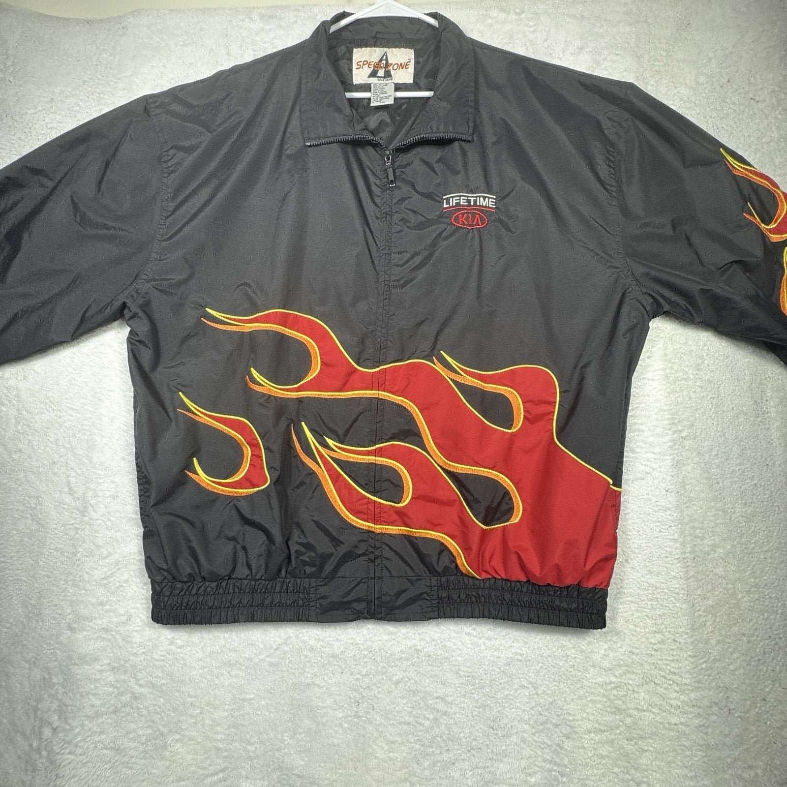 Speed Zone Race Gear Flame Racing Jacket VTG Y2K 2XL Lifetime KIA Hot Rod USA