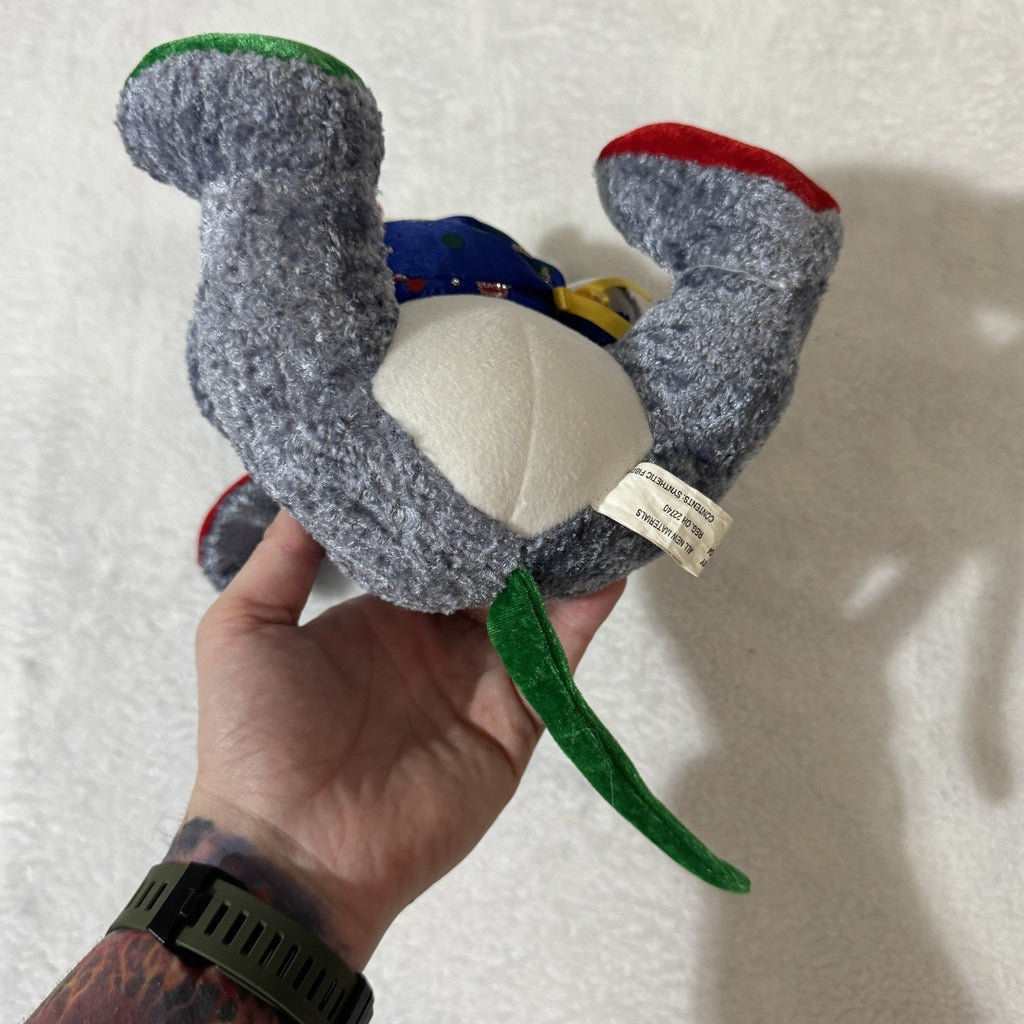 K&K Games Christmas Mouse Plush Gray Red Green Holiday Stuffed Animal Blue Scarf