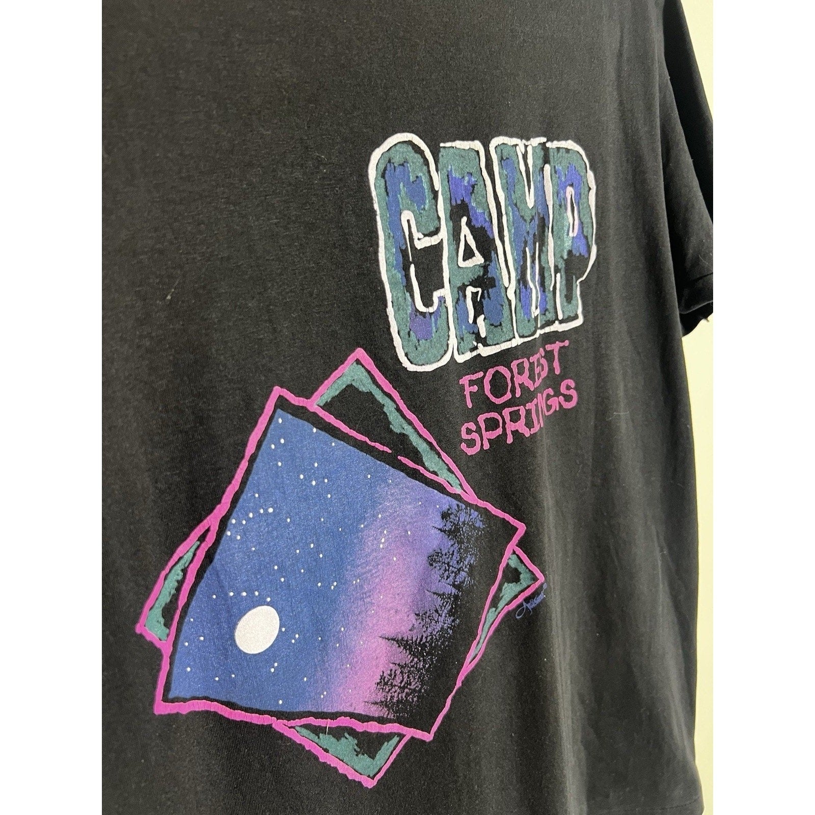 Vtg 80s/90’s Neon Graphic T-Shirt L Forest Springs Large Hanes Single Stitch USA