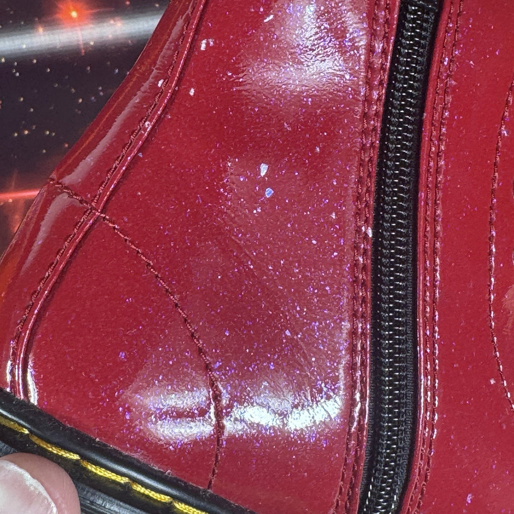 Dr. Martens 1460 J Glitter Red Patent Lace Up Boots Side Zip Youth US 2 EU 33