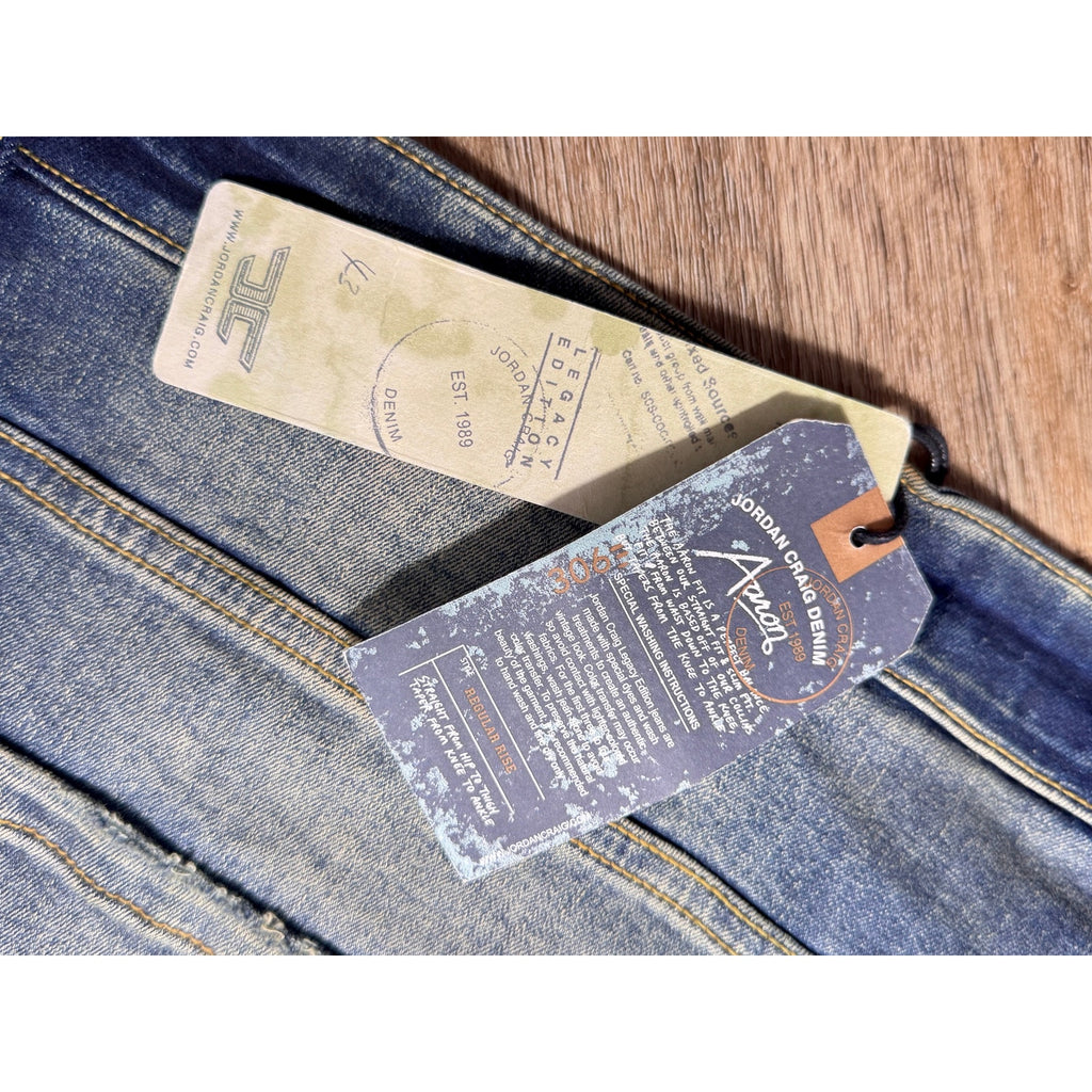 Jordan Craig Legacy Edition Aaron Jeans Men 46x32 Blue Stretch Slim Taper Denim
