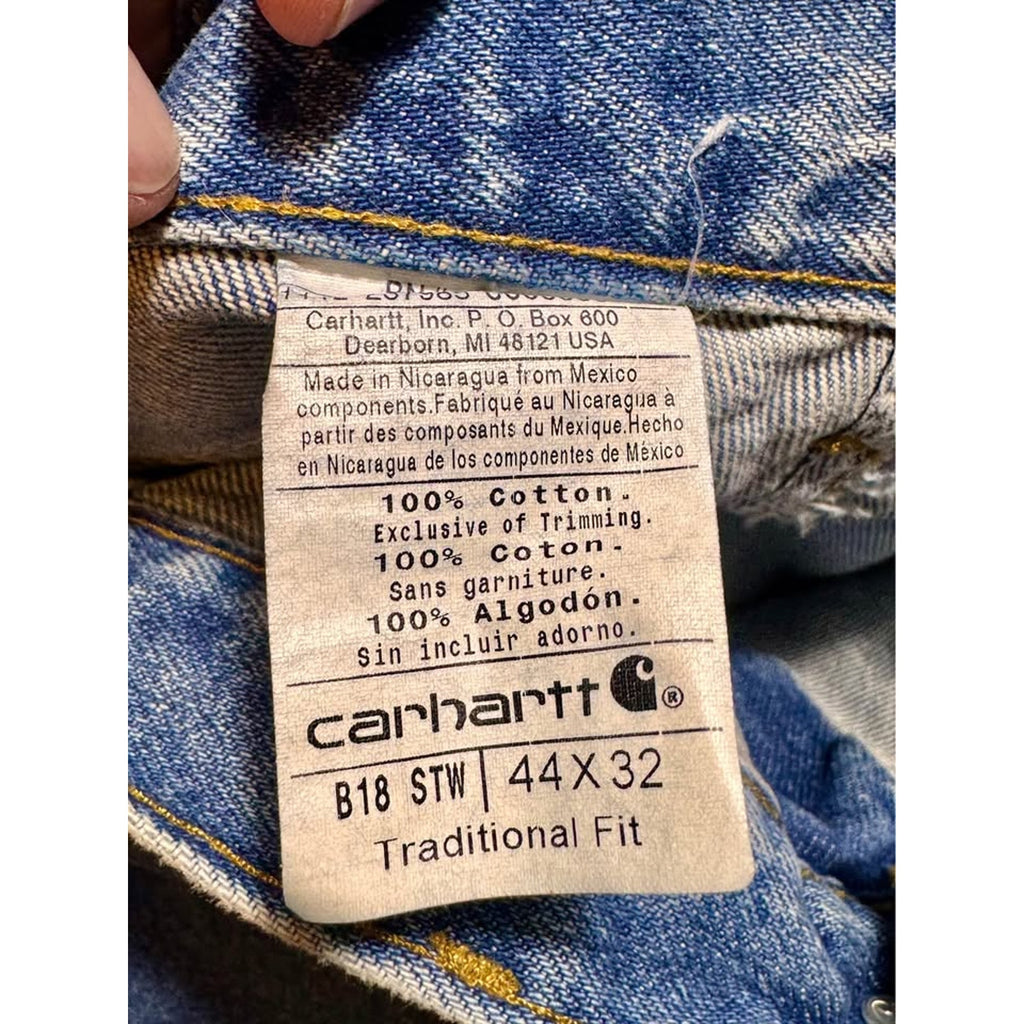 Carhartt B18 STW Men’s Traditional Fit Straight Leg Jeans 44x29 Light Wash Denim