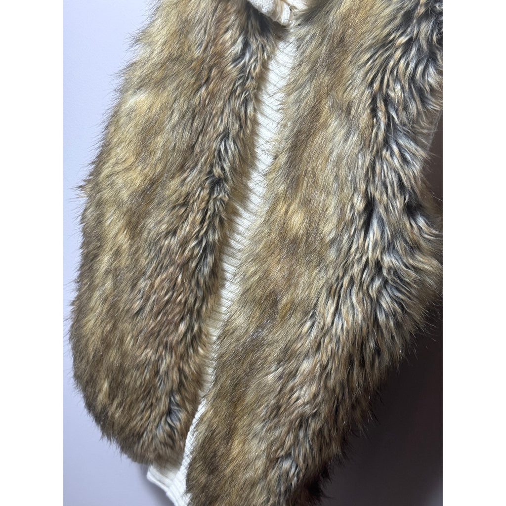 Women MICHAEL Michael Kors Faux Canadian Fox Fur Sweater Vest Wool Blend Medium