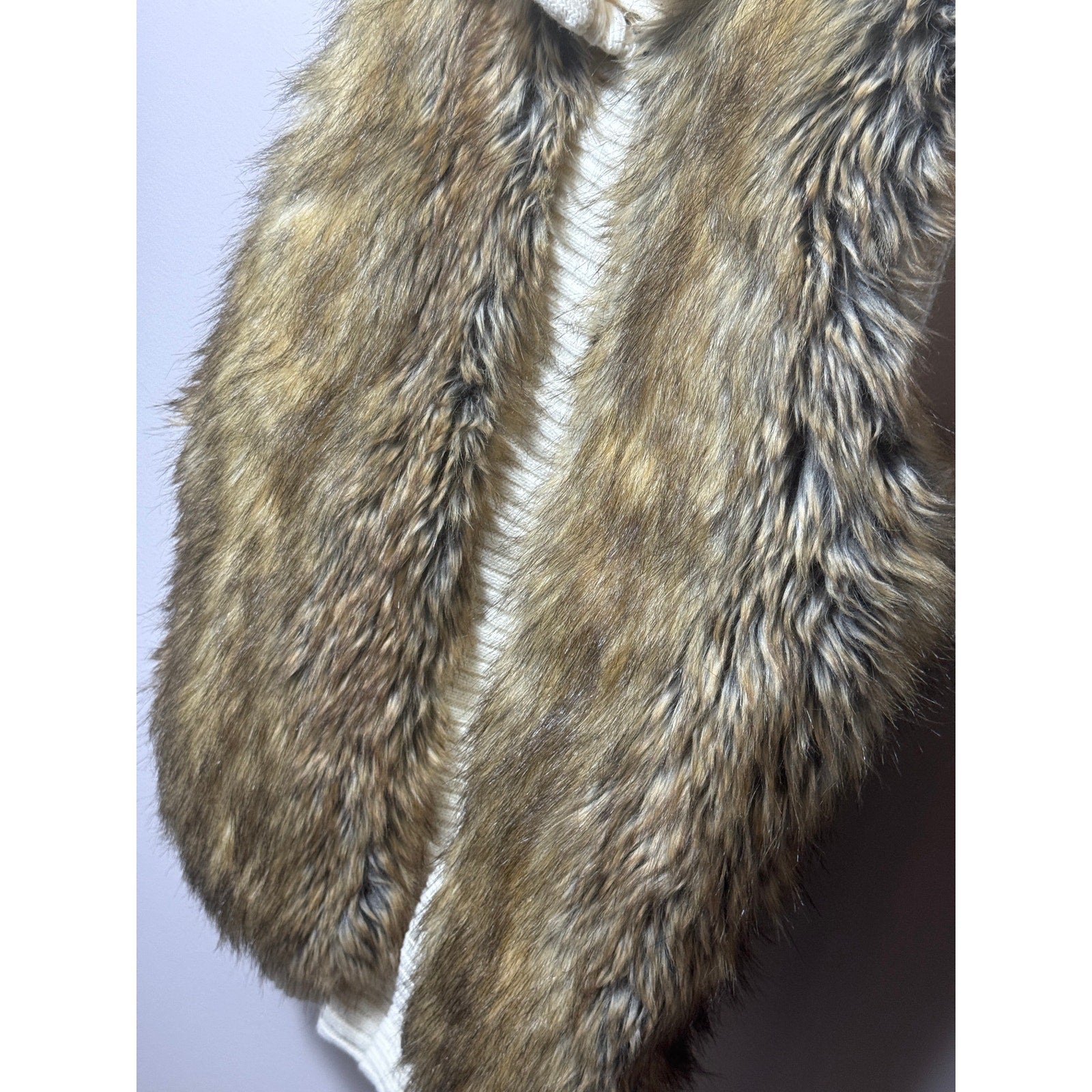 Women MICHAEL Michael Kors Faux Canadian Fox Fur Sweater Vest Wool Blend Medium