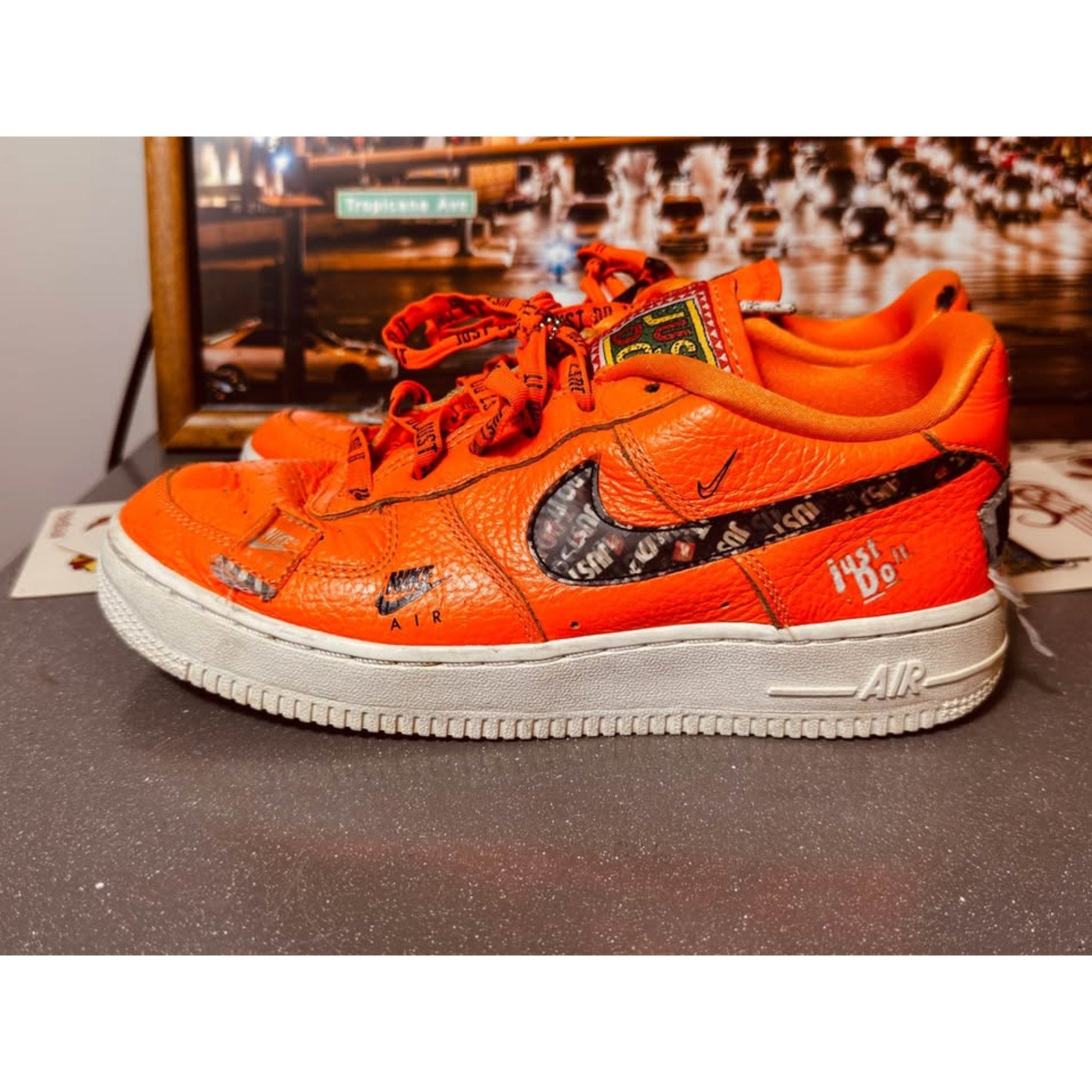 Nike Air Force 1 Low GS Just Do It Total Orange Black AO3977-800 Youth 5.5Y / Women’s 7